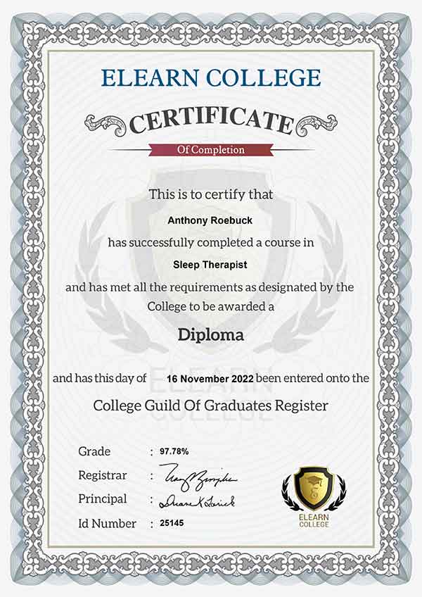 sleep therapist diploma certificate